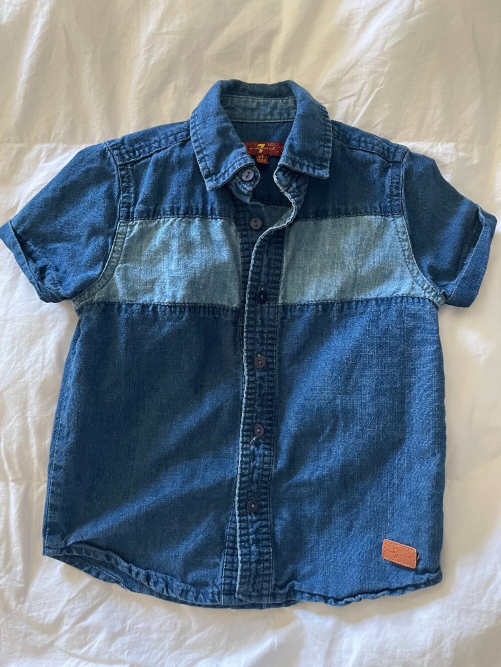 7 For All Mankind toddler boys' short-sleeve denim shirt